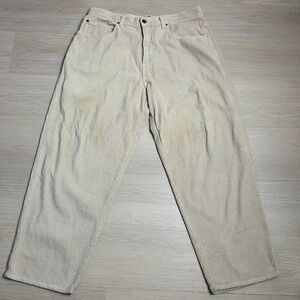 Vintage LA Gate Mens 40 Cream Corduroy Pants Wide Leg Baggy USA Made 40x30
